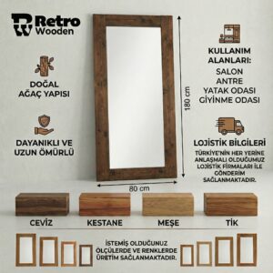 Doğal Rustik Ahşap Boy Aynası - Görsel 2