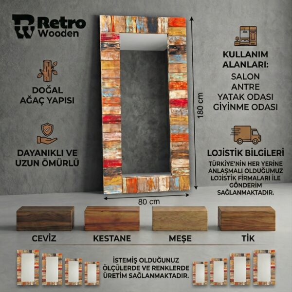 Doğal Masif Ahşap Ayna