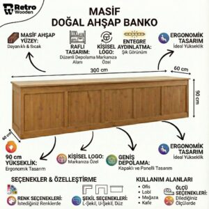 Ahşap Banko Karşılama Masası - Görsel 2