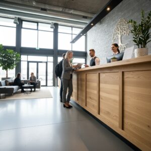 Ahşap Banko Karşılama Masası - Görsel 6