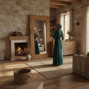 Ahşap çerçeveli boy aynası - Görsel 4