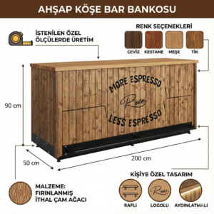 Ahşap köşe Bar Bankosu - Görsel 2