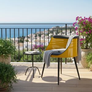 sarı Endüstriyel Tasarım Metal Varil Berjer & Balkon Koltuğu (2)