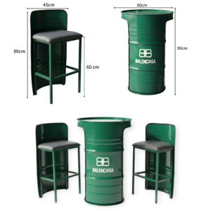 Özel Tasarım Logolu Varil Bistro Masa ve Sandalye Seti - Görsel 2