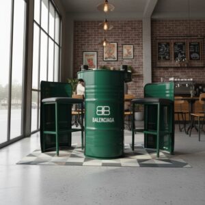 Özel Tasarım Logolu Varil Bistro Masa ve Sandalye Seti - Görsel 7