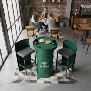 Özel Tasarım Logolu Varil Bistro Masa ve Sandalye Seti - Görsel 6