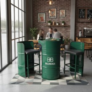 Özel Tasarım Logolu Varil Bistro Masa ve Sandalye Seti - Görsel 5