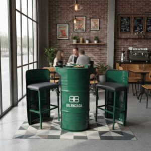 Özel Tasarım Logolu Varil Bistro Masa ve Sandalye Seti - Görsel 4