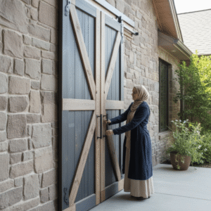 Rustik Çift Kanatlı Masif Ahşap Sürgülü Kapı - Görsel 5