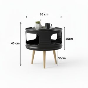 Endüstriyel Tasarım Ahşap Ayaklı Varil Orta Sehpa | Raflı, Metal ve Retro Model - Görsel 3