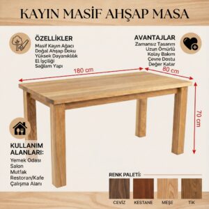 Kalın ayak doğal ağaç masa - Görsel 2