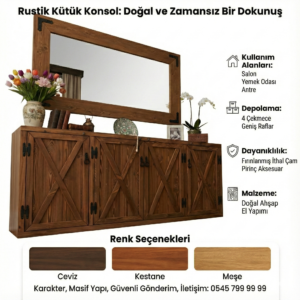 Rustik Kütük Konsol - Görsel 2