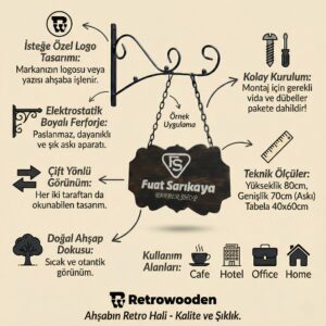 Ahşap berber tabelası - Görsel 2