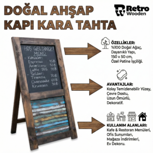 Doğal Ahşap Kapı Kara Tahta - Görsel 2