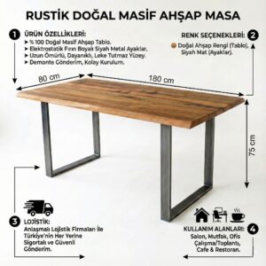 Doğal kenar ahşap masa - Görsel 2