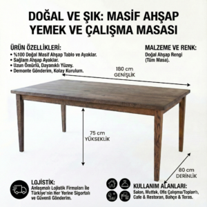 Masif ahşap retro masa - Görsel 2