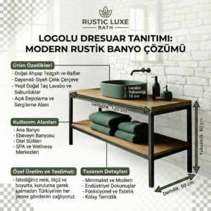 Ahşap ve Metal Banyo Dolabı- Modern ve Şık Dokunuş - Görsel 2