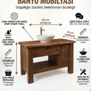 Rustik ahşap banyo dolabı - Görsel 2