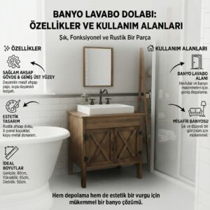 Rustik Ahşap Lavabolu Banyo Dolabı - Görsel 2