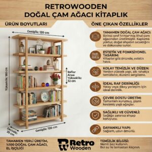 Doğal ahşap kitaplık - Görsel 2