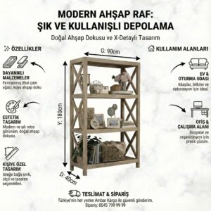 Modern Rustik Kitaplık - Görsel 2