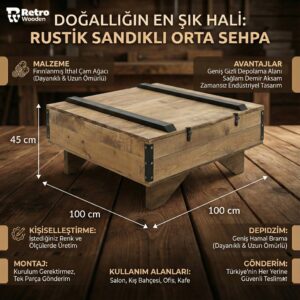 Ahşap sandık orta sehpa - Görsel 2