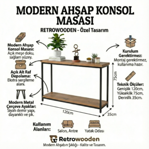 Profil Ayaklı Ahşap Dresuar - Görsel 2