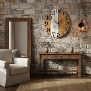 Ahşap yuvarlak duvar saati - Görsel 1