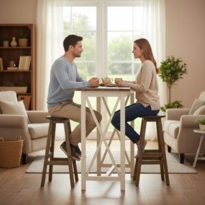 Beyaz bar masası ve sandalyeleri - Görsel 4