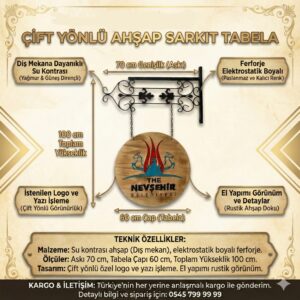 Çift Yönlü Ahşap Sarkıt Tabela