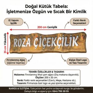 Doğal Ağaç Kütük Tabela - Kişiye Özel Tasarım Dekoratif Dış Mekan Ahşap Tabela