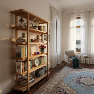 Doğal ahşap kitaplık - Görsel 1