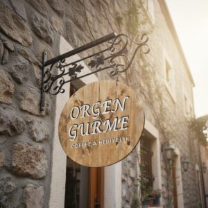 Ferforje Askılı Ahşap Tabela: Mekanınıza Ruh Katan Sanat - Görsel 3