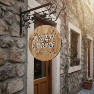 Ferforje Askılı Ahşap Tabela: Mekanınıza Ruh Katan Sanat - Görsel 5