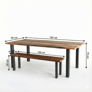 Metal ayaklı ahşap masa - Görsel 2