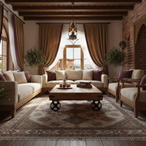 Rustik Ahşap Tekerlekli Sehpa - Görsel 4