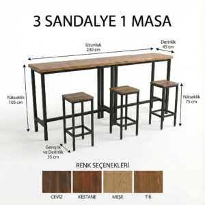 Salon Bar Masası ve tabureleri - Görsel 2