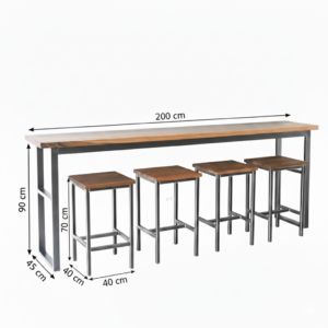 Uzun Bar Masası ve Tabureleri - Görsel 3