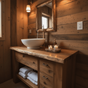 Rustik ahşap banyo dolabı - Görsel 5