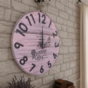 Vintage Pembe Ahşap Duvar Saati - Görsel 1