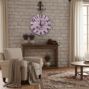 Vintage Pembe Ahşap Duvar Saati - Görsel 5