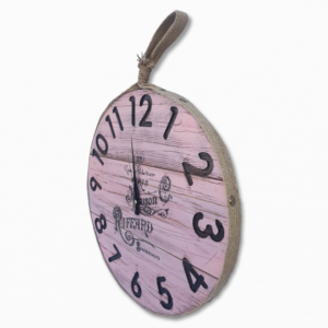 Vintage Pembe Ahşap Duvar Saati - Görsel 7