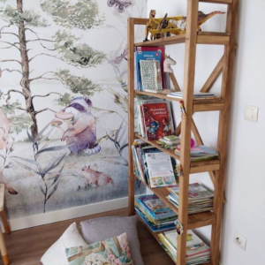 100 Doğal Fırınlanmış Çam Ağacı Masif Kitaplık ve Dekoratif Düzenleyici Raf Ünitesi - Görsel 4