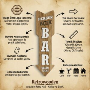 Dekoratif Ahşap Ok Yönlendirme Tabelası - Görsel 2