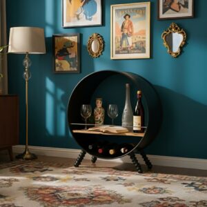 Dekoratif Yuvarlak Varil Şaraplık Bar Standı - Görsel 1