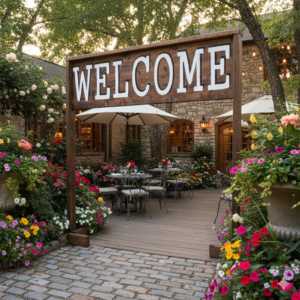 Dev Boyutlu Ahşap Ayaklı Karşılama Tabelası - Dış Mekan Uyumlu & Sıvı Cam Korumalı - Görsel 1