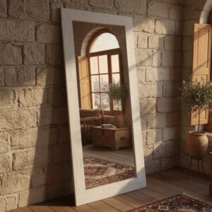 Doğal Masif Ahşap Rustik Boy Aynası – Dekoratif Çerçeveli Salon ve Yatak Odası Aynası - Görsel 4