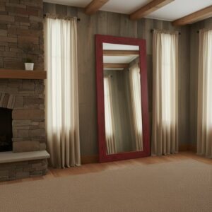 Doğal Masif Ahşap Rustik Boy Aynası – Dekoratif Çam Çerçeveli Salon ve Yatak Odası Aynası - Görsel 4