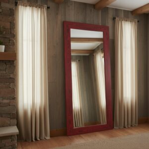 Doğal Masif Ahşap Rustik Boy Aynası – Dekoratif Çam Çerçeveli Salon ve Yatak Odası Aynası - Görsel 7