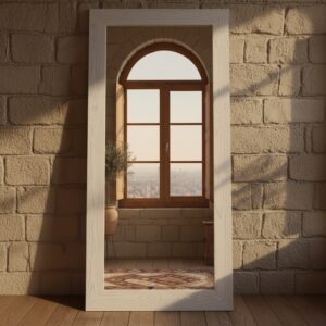 Doğal Masif Ahşap Rustik Boy Aynası – Dekoratif Çerçeveli Salon ve Yatak Odası Aynası - Görsel 7